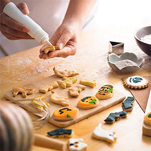 Olywee - Juego de cortadores de galletas para Halloween, diseño de gato, calabaza, gato asustado, fantasma, cara de gato, murciélago, lápida, cruz y pan de jengibre