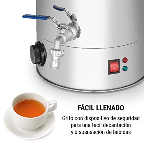 oneConcept Braufreund 18 Caldera de maceración con canilla - Dispensador de bebidas, Caldera para hacer cerveza, 18 litros, 1600 W, 30-110 °C, Termostato, Acero inoxidable 304, Plateado