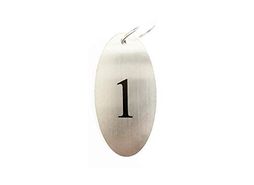 Origin - Llaveros de acero inoxidable de 2 mm de grosor, etiquetas de llaves, anillos numerados 1 a 5, números de plata ovalados negros grabados, para hoteles, casas de huéspedes, B&Bs, corporativa