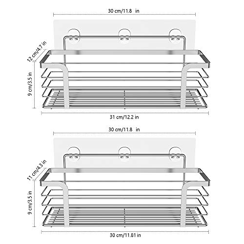 Oriware Adhesivo Estantes Cesta para Ducha Estanteria Organizador Baño SUS304 Acero Inoxidable Sin Taladro - 2 Piezas
