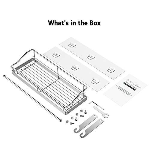 Oriware Adhesivo Portarrollos de Cocina con Estante Soportes de pared Especiero Organizador SUS304 Acero Inoxidable - Sin Perforar