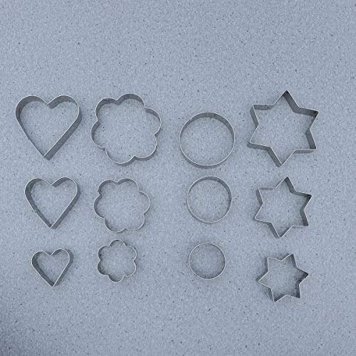OUNONA 12 Piezas Moldes Para Galletas Moldes Metal Estrella, Flor, Redondo,Corazón