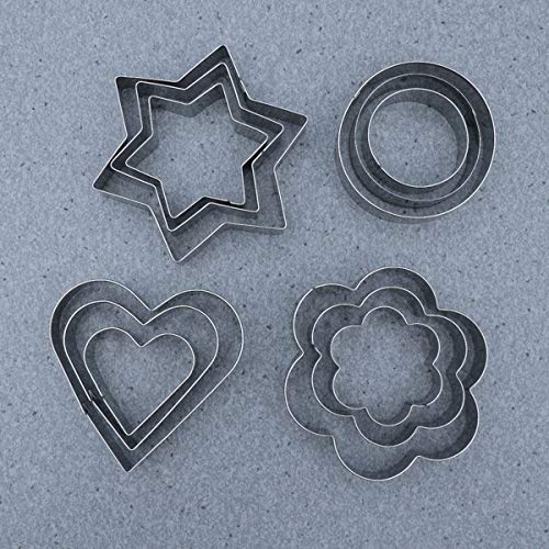 OUNONA 12 Piezas Moldes Para Galletas Moldes Metal Estrella, Flor, Redondo,Corazón