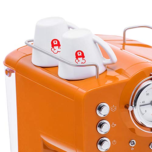 Oursson Máquina de Café Espresso - Cappuccino, Retro, 15 Bares, Vaporizador Orientable, Capacidad 1.25 l, Café Molido, EM1500 Serie (Naranja)