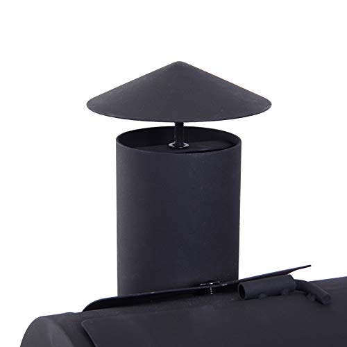 Outsunny Barbacoa de Carbón 3 en 1 Ahumador Parilla de Carbón Barbacoa de BBQ 124x53x108cm con Termómetro y Ruedas Estantes de Madera Picnic Acampada al Aire Libre