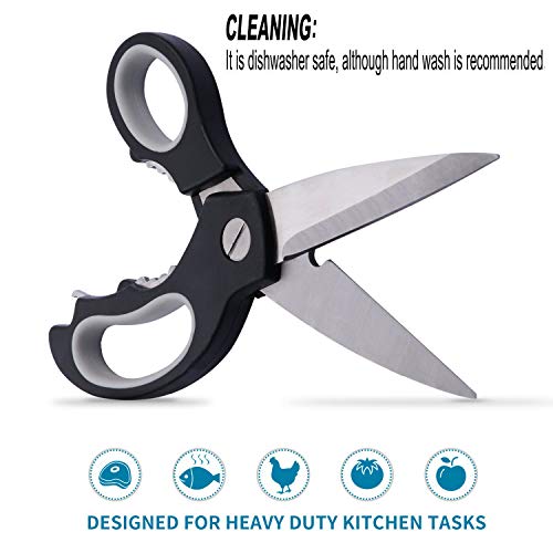 Ovecat Tijeras de Cocina Profesionales Resistentes Acero Inoxidable Extra Afilado Para Pescado de Hueso Aves de Corral Fruta Vegetal Nogal