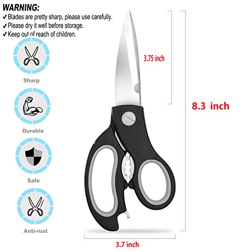 Ovecat Tijeras de Cocina Profesionales Resistentes Acero Inoxidable Extra Afilado Para Pescado de Hueso Aves de Corral Fruta Vegetal Nogal