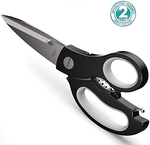 Ovecat Tijeras de Cocina Profesionales Resistentes Acero Inoxidable Extra Afilado Para Pescado de Hueso Aves de Corral Fruta Vegetal Nogal