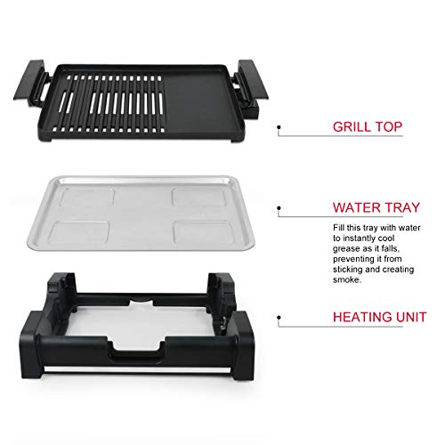 OZAVO Parrilla Barbacoa Electrica de Exterior o Interior BBQ Plancha Grill Placa Extraíble Temperatura Ajustable Fácil para Limpiar, 1650 W