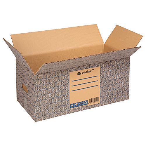 Pack 12 Cajas Carton para Mudanzas y Almacenaje 600x300x275mm Ultra Resistentes con Asas, 100% ECO Box - Packer PRO
