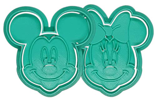 Pack de 2 Molde Cortador de Galletas - Dibujos Animados Disney – Minnie y Mickey Mouse (Turquesa)