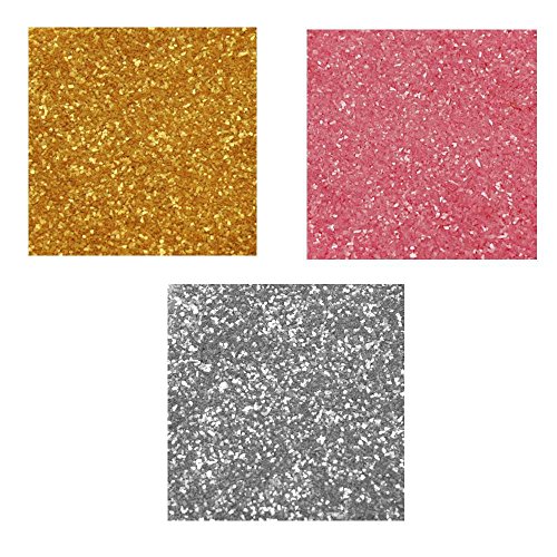 Pack económico de purpurina comestible de Rainbow Dust 100% comestible, ideal para la decoración de sus golosinas. (Rosa pastel, plata y oro)