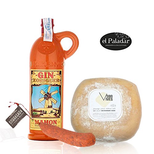 Pack Gin Xoriguer Canet 70 cl. Queso Mahón Son Vives Semi Curado y Sobrasada de Menorca Etiqueta Negra El Paladar