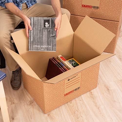 Packer PRO - Pack 10 Cajas Carton para Mudanzas y Almacenaje 600x400x400mm Ultra Resistentes con Asas + Cinta Adhesiva, 100% ECO Box