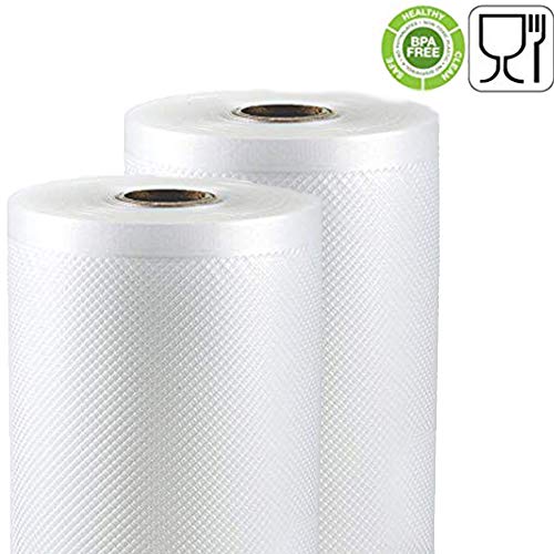 Palucart - 2 Rollos para envasar alimentos al vacío - Medidas 25 x 600 cm - Rollo gofrado - Bolsas al vacío para alimentos - Se adaptan a medida