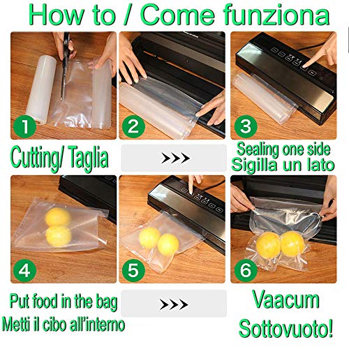 Palucart - 2 Rollos para envasar alimentos al vacío - Medidas 25 x 600 cm - Rollo gofrado - Bolsas al vacío para alimentos - Se adaptan a medida