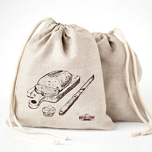 Pan bolsas de lino, 2 unidades, 30x40cm ideal para pan casero, sin blanquear, reutilizable,de almacenamiento de alimentos para Artisan pan – panadería y Baguette