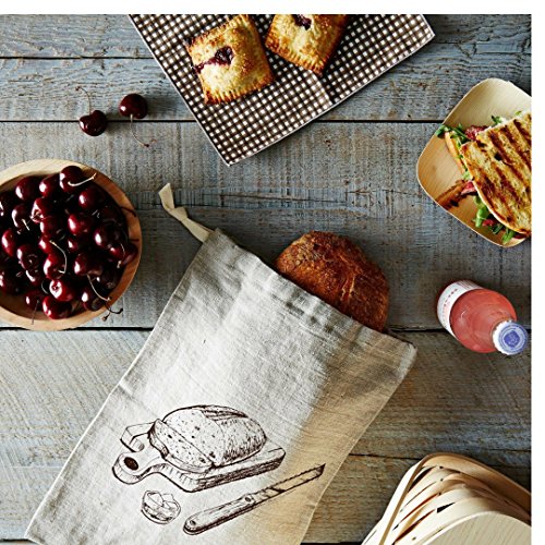 Pan bolsas de lino, 2 unidades, 30x40cm ideal para pan casero, sin blanquear, reutilizable,de almacenamiento de alimentos para Artisan pan – panadería y Baguette