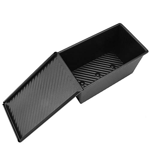 Pan Tostado con Tapa - Moldes Para Hornear con Pan Tostado Molde Para Pastel de Pan Molde Antiadherente Negro