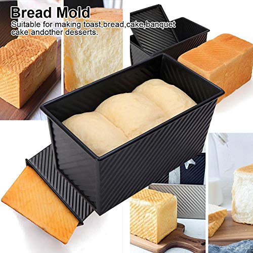 Pan Tostado con Tapa - Moldes Para Hornear con Pan Tostado Molde Para Pastel de Pan Molde Antiadherente Negro