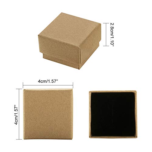 PandaHall 48 cajas de cartón para pendientes de anillos, 4 x 4 x 2,8 cm, cuadradas de cartón con pequeñas cajas de regalo para el día de San Valentín, bodas, cumpleaños, Navidad
