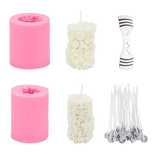 PandaHall - Moldes de silicona para velas de cera de abejas caseras y bombas de baño, mini jabón, barra de loción, chocolate, gelatina, cera, 2 unidades