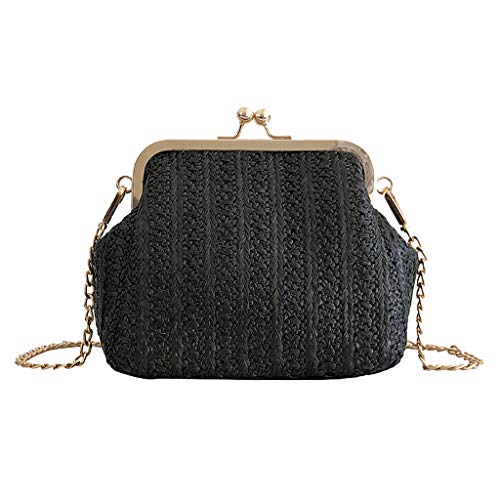 PAOLIAN_Bolsos Bolsos para Mujer de Paja Bandolera Verano Pequeños Hombro Mujer Baratos Playa Shoulder Crossbody Bolso Cesta Cubo de Correa de cadena Monedero Juveniles