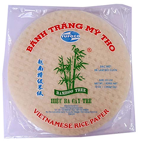 Papel de arroz vietnamita, forma redonda, 22 cm, 340 g, para hacer rollitos de primavera, ideal para verano