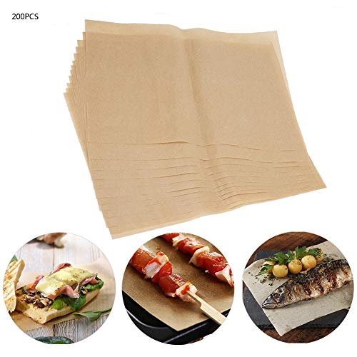 Papel de carnicero - 200 piezas de papel de barbacoa resistente al calor antiadherente Papel de aluminio cuadrado para barbacoa Hojas para hornear para parrilla