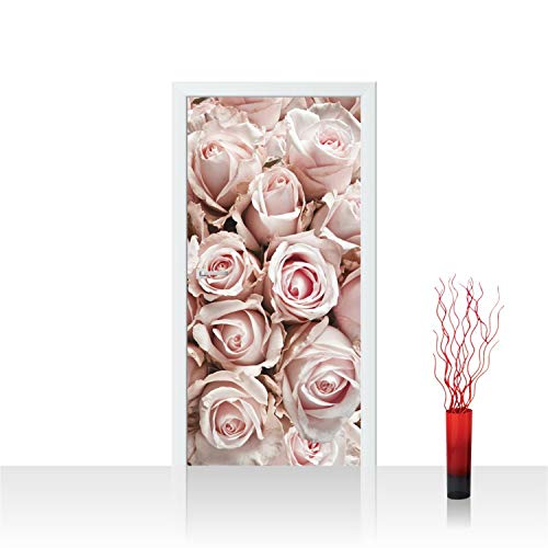 Papel pintado fotográfico para puerta, 100 x 211 cm, lámina autoadhesiva o fieltro Premium Plus – Póster para puerta, panel de puerta – Flores Amor Flores – Nº 189, Blanco