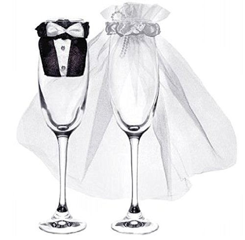 PartyDeco uk-karton – Juego de 2 piezas para cubrir las copas - Forma de vestidos de novios