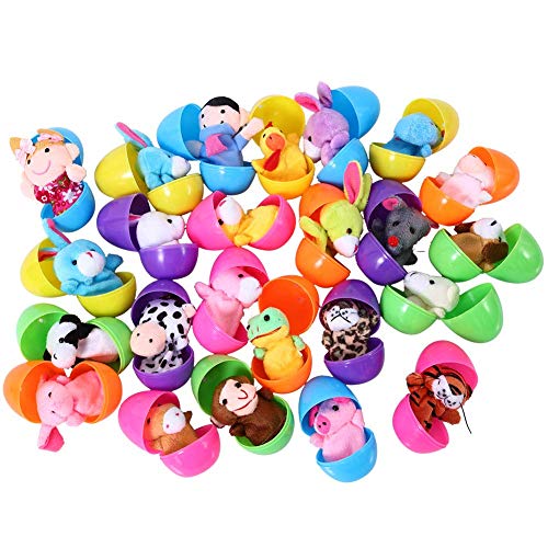 Pascua Cumpleaños Partido Sorpresa Juguete, 24 Piezas de Marionetas de Mano Set Marionetas de Animales Juguetes Muñecas Lindas para niños, Espectáculos, Juegos, Escuelas (Huevos Pascua)