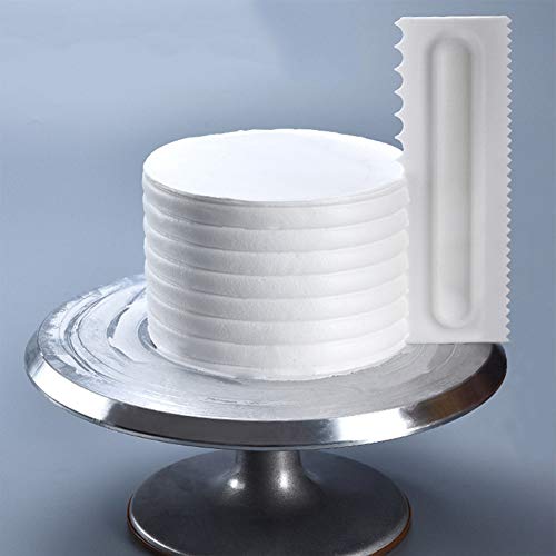 Pastel Plato Giratorio, pro Pastel Plato Giratorio Soporte de Rotación, 4 Piezas Decoración de Tartas Peine Helado Alisador Espátula Pastelería Horneado Herramienta Bricolaje para Cocina