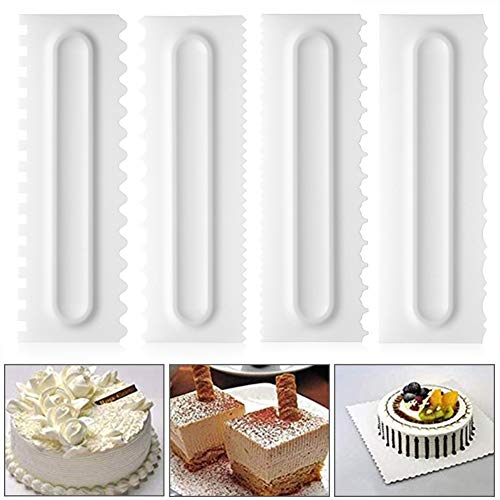 Pastel Plato Giratorio, pro Pastel Plato Giratorio Soporte de Rotación, 4 Piezas Decoración de Tartas Peine Helado Alisador Espátula Pastelería Horneado Herramienta Bricolaje para Cocina