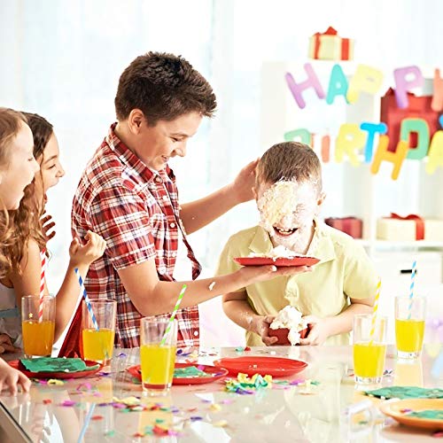 PATAZOK Pajitas de Papel de Rayas 200 PCS Pajitas de Papel Bebidas Cóctel Jugo de Fruta Decoración Cumpleaños Bodas Nacimientos Fiestas Suministro Restaurante Bar 8 Tipos