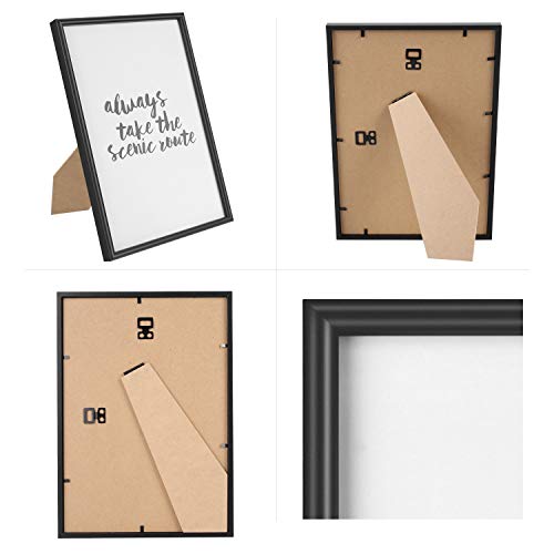 PEDY Juego de 4 Marcos de Fotos Frases (MDF + Cubierta de Cristal A4) Numerosas Posibilidades de diseño para decoración de Espacios y Tiendas, Color Negro