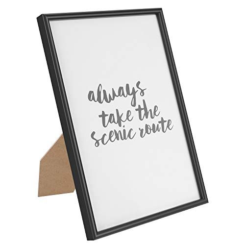 PEDY Juego de 4 Marcos de Fotos Frases (MDF + Cubierta de Cristal A4) Numerosas Posibilidades de diseño para decoración de Espacios y Tiendas, Color Negro