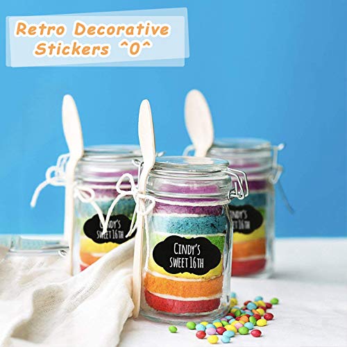 Pegatina de Pizarra, 270PCS Pegatina Reutilizable + 2 Rotuladores, Pegatina de Pizarra Extraíble Impermeable para Decorar Tarros, Vino, Despensa, Hogar y Oficina