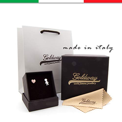 Pendientes Bebè regalo mujer mamá plata 925 con corazón love chapado en oro blanco y oro rosa (Bimbo)