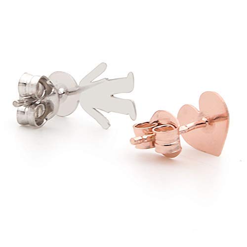Pendientes Bebè regalo mujer mamá plata 925 con corazón love chapado en oro blanco y oro rosa (Bimbo)