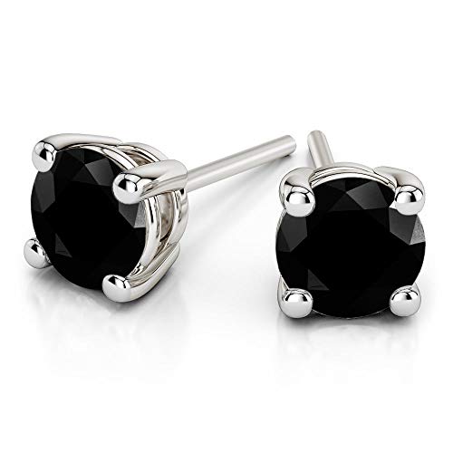 Pendientes de diamante solitario de 1 3/8 ct con diamante negro para mujer, pendientes de diamantes de plata de ley 925S y oro blanco con diamantes naturales