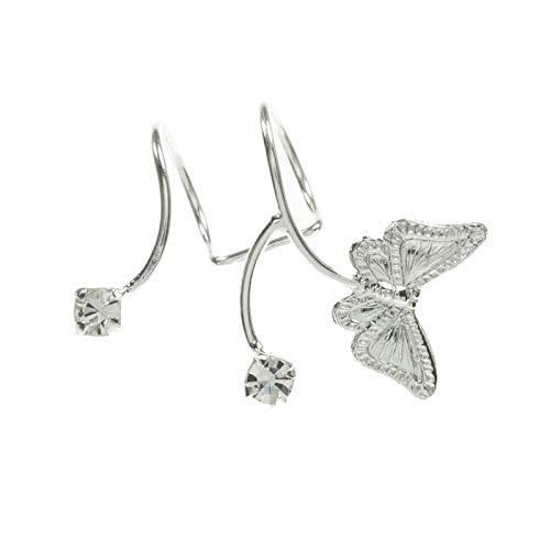 Pendientes para cartilago, ear cuff mariposa con circonita Plata de Ley