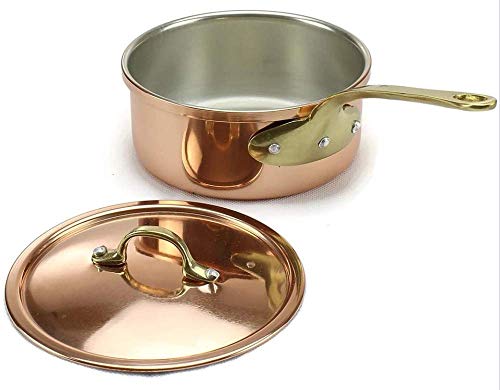 Pentole Agnelli ALCU105F14 Cacerola alta de cobre estañado con 1 manija, 14 cm