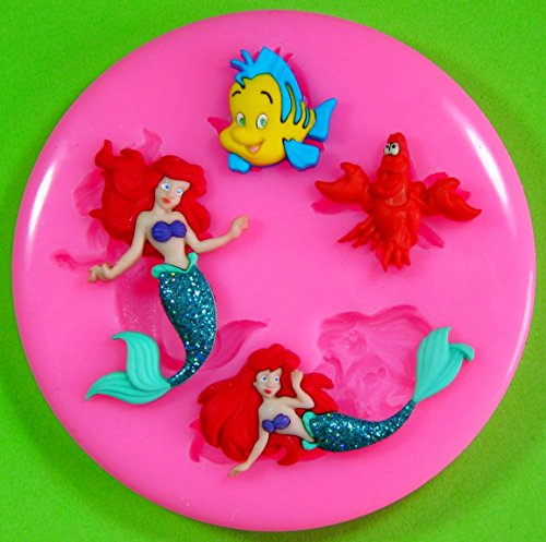 Pequeña sirena Molde de silicona para la torta de Decoración Pastel de Cupcake Toppers Glaseado Sugarcraft Tool por Fairie Blessings