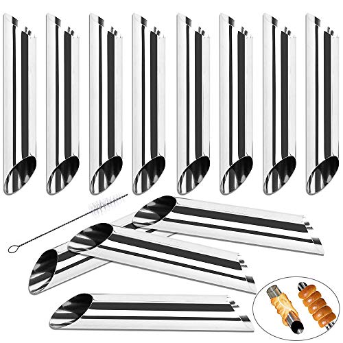 PERFETSELL 12 Pcs Tubos para Cannolis Moldes para Cannolis Tubos de Acero Inoxidable Cannoli Moldes de Reposteria Moldes Metalicos para Hacer Cannolis y Horno, Repostería Casera + Cepillo de Limpieza