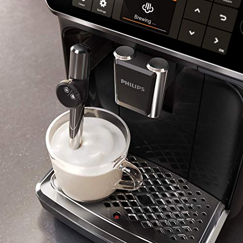 Philips EP4321/50 Serie 4300 Cafetera superautomática, 5 variedades de café, Espumador Pannarello, Molinillo cerámico, Pantalla táctil