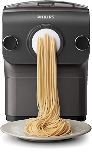 Philips HR2382/15 - Máquina para Hacer Pasta Fresca en Menos de 10 Min, Tecnología de Peso Automático, Capacidad para 600 g, 8 Variedades de Pasta, Color Negro