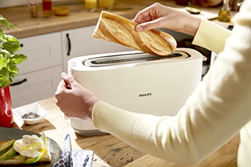 Philips Viva Collection Tostadora, 950 W, Plástico, Blanco/Plateado