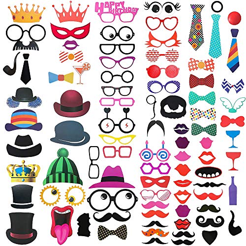 Photo Booth 90 Piezas DIY Photobooth Accesorios Photocall Atrezzo Favorecer para Fotos de Bodas Navidades Cumpleaños Fiestas Self-Photographed