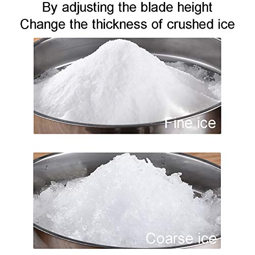 Picadora de hielo Trituradora De Hielo Máquina De Afeitar De Hielo De Calidad Industrial Comercial, Cuchillo Doble Eléctrico Espesor Ajustable Máquina De Fabricación De Cono De Nieve 209 Lb/H （Pla
